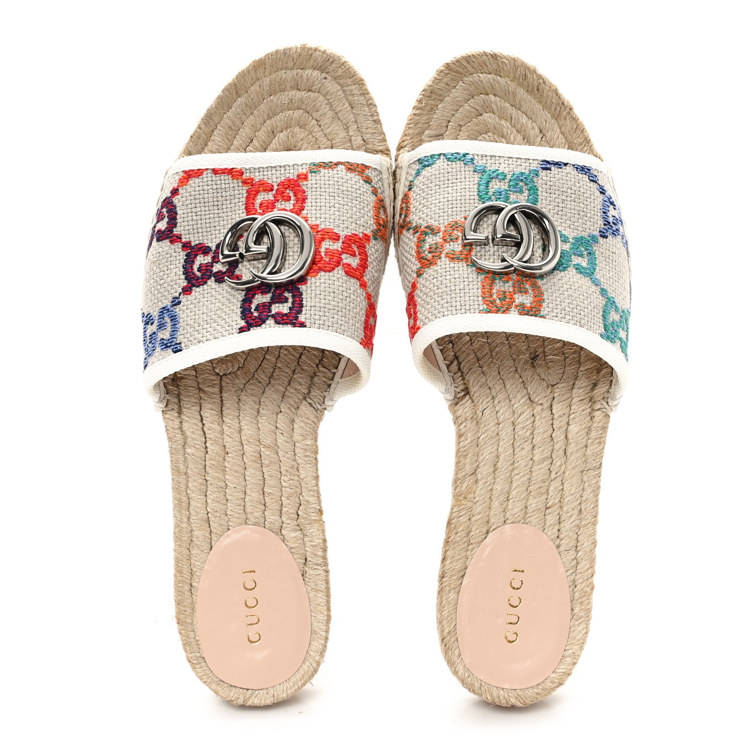 Gucci Linen Psychedelic Mini GG Monogram Slide Sandals 40 Multicolor 2 of 10