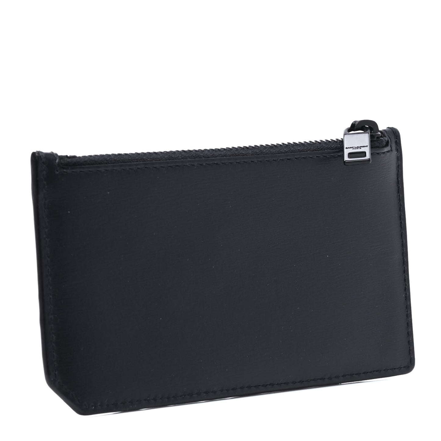 Calfskin 5 Fragments Zip Pouch Card Holder Black