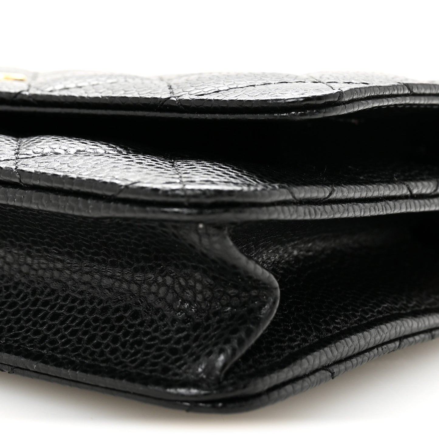 Caviar Quilted CC Turnlock Wallet On Chain WOC Black