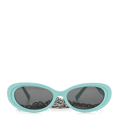 Tiffany Acetate Return to Tiffany Oval Sunglasses TF 4221 Tiffany Blue Dark Gray 2 of 7