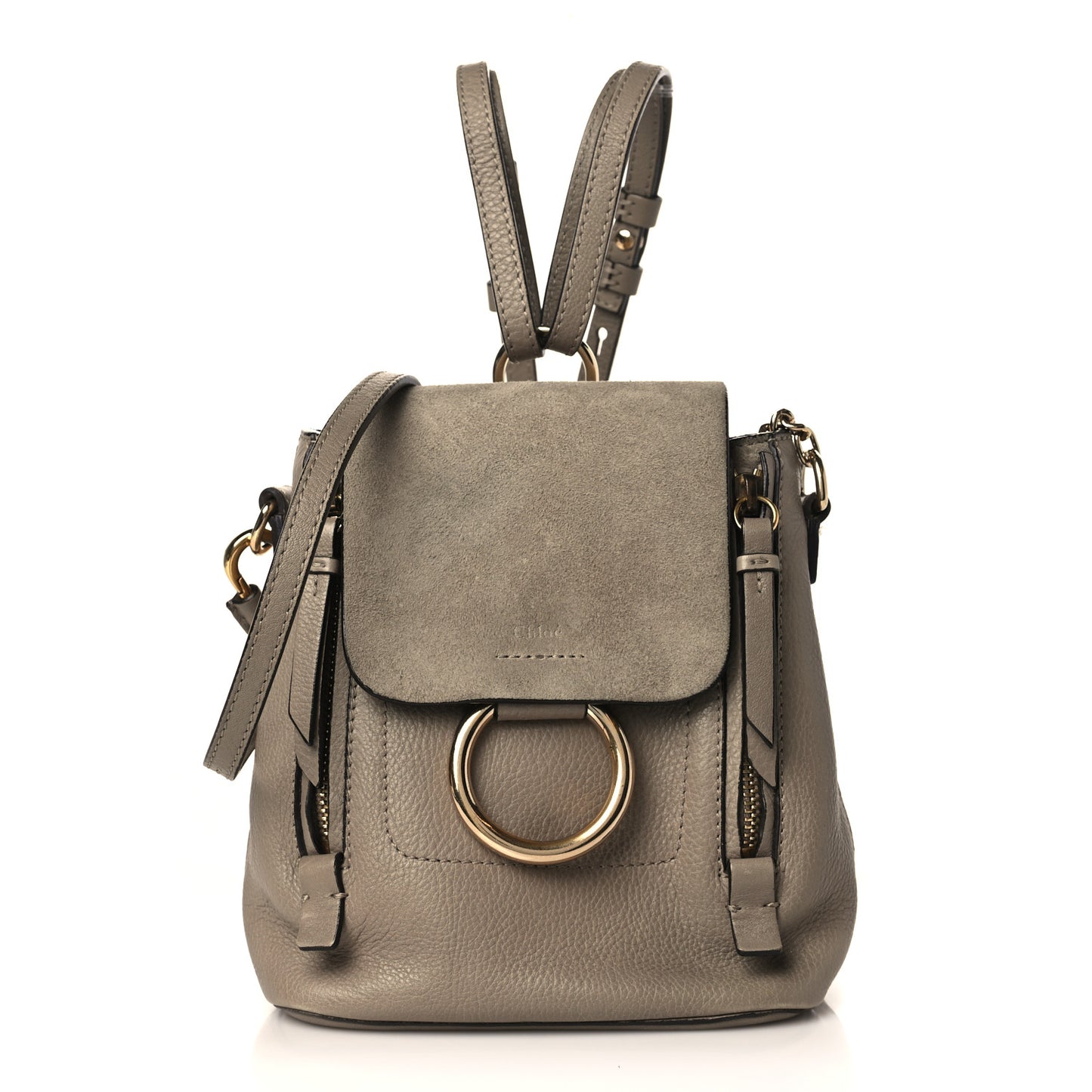 Suede Calfskin Mini Faye Backpack Motty Grey