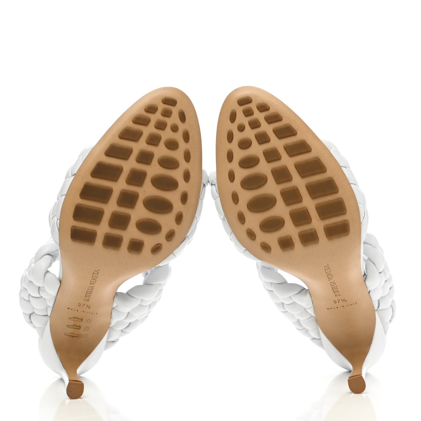Nappa Twisted Padded Intrecciato Curve Slide Sandals 37.5 Optic White