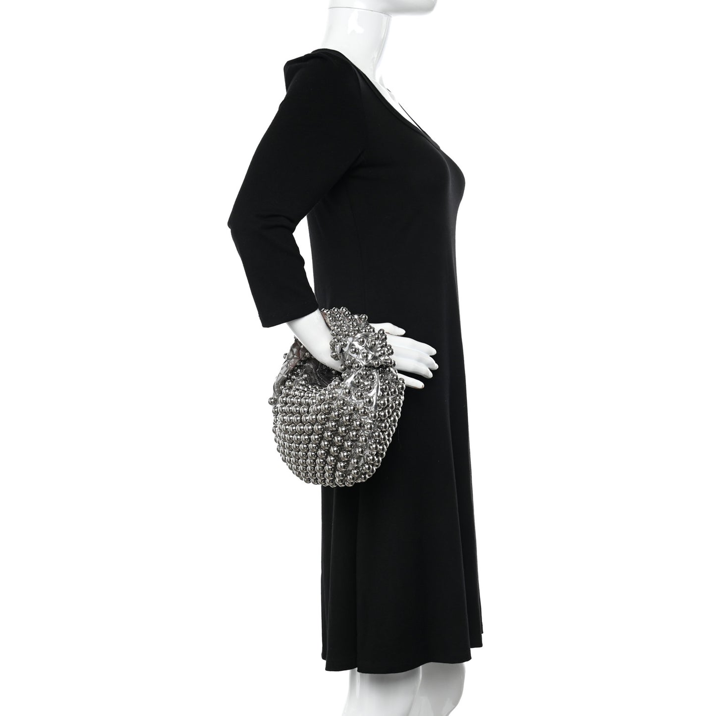 Metallic Nappa Studded Intrecciato Mini Jodie Silver