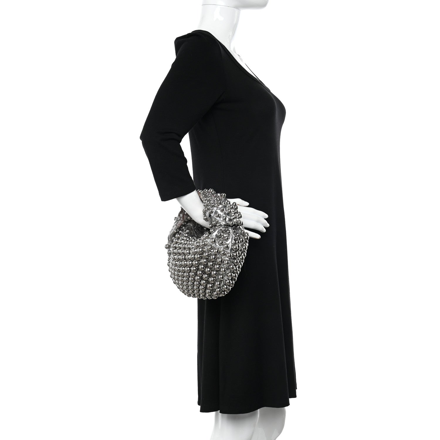 Bottega Veneta Metallic Nappa Studded Intrecciato Mini Jodie Silver 2 of 12