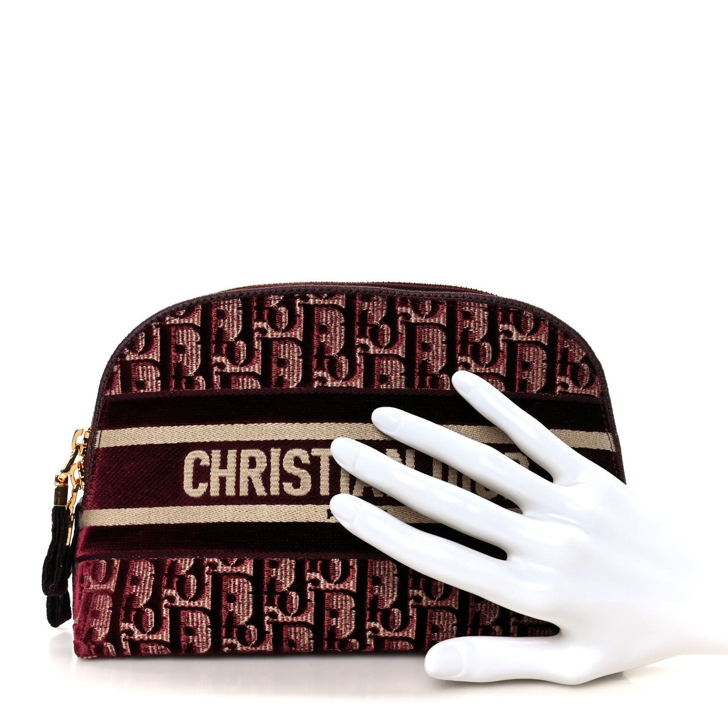 Velvet Oblique Cosmetic Pouch Burgundy