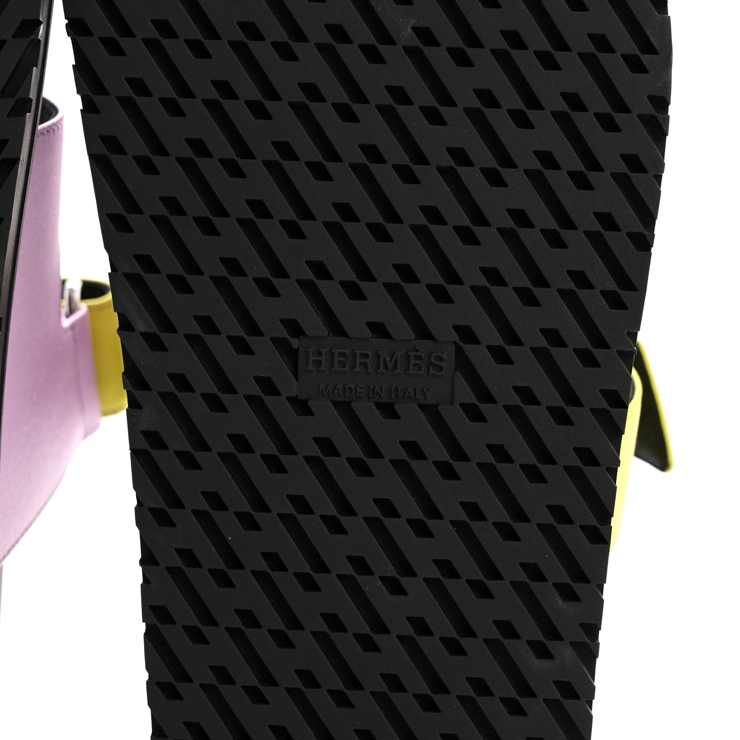 Hermes Satin Womens Chypre Sandals 38 Violet Petale Vert lime 6 of 9