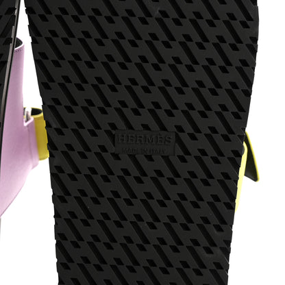 Hermes Satin Womens Chypre Sandals 38 Violet Petale Vert lime 6 of 9