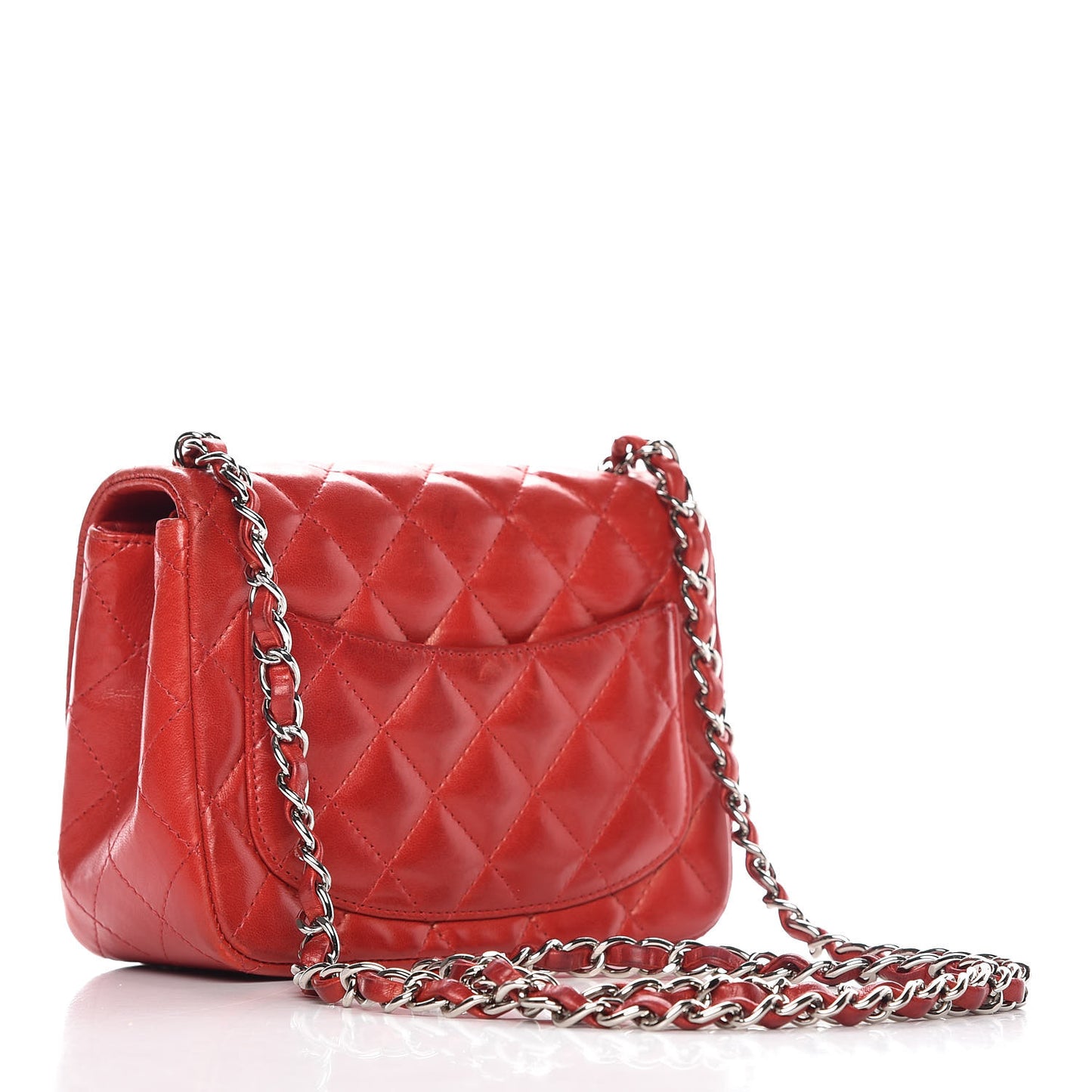 Lambskin Quilted Mini Square Flap Red
