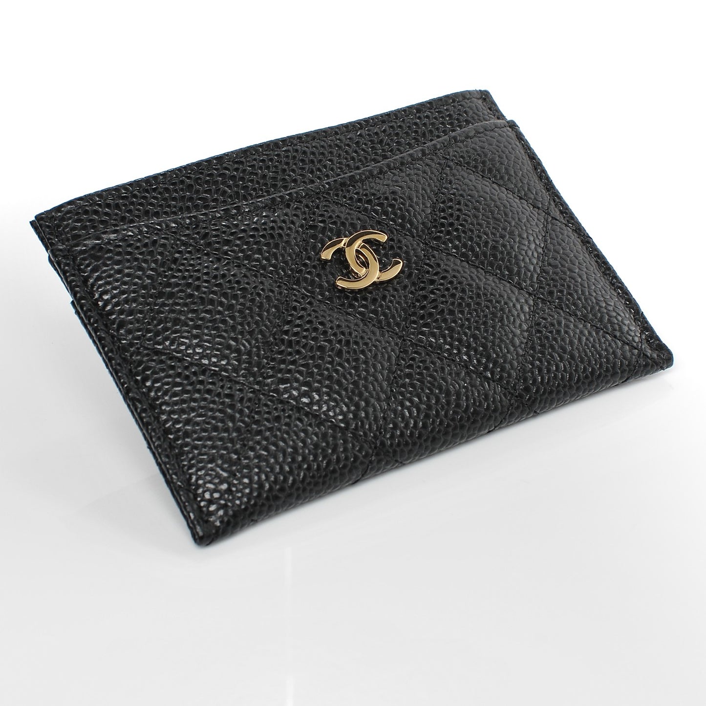 Caviar Quilted Card Holder Black