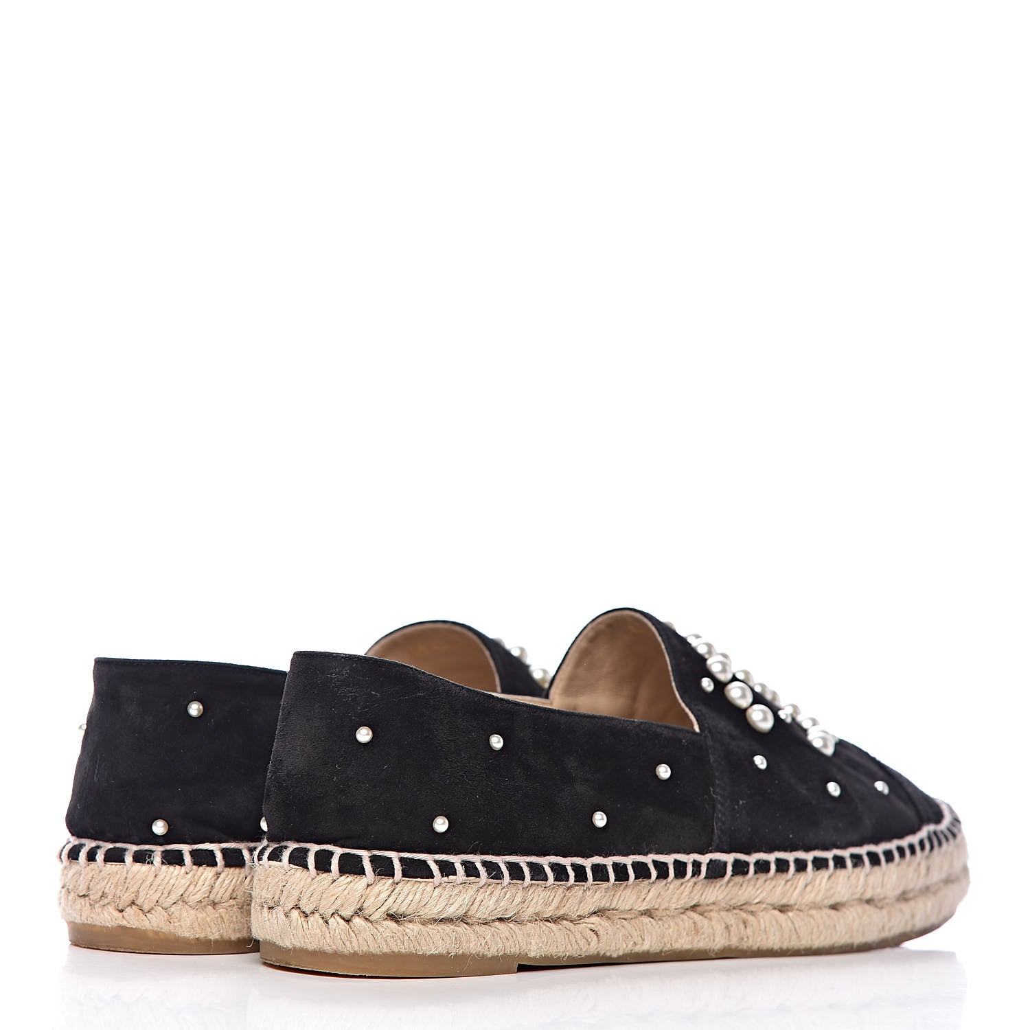 Chanel Suede Pearl CC Espadrilles 39 Black 4 of 11