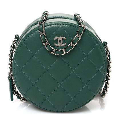 Chanel Lambskin Quilted Round Clutch With Chain Green 1 of 10