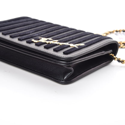 Chanel Iridescent Calfskin Velvet Stripe Wallet On Chain WOC Purple 10 of 12