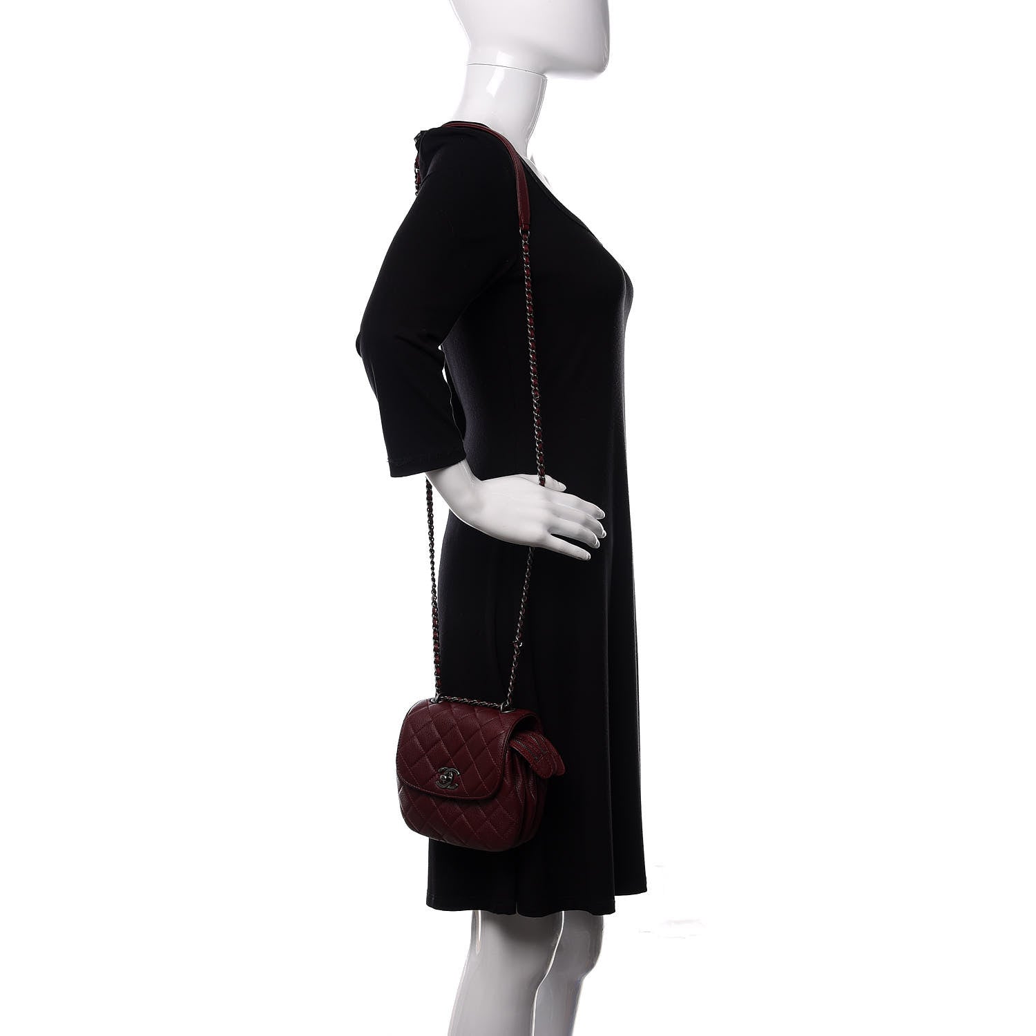 Chanel Goatskin Quilted CC Waiter Crossbody Burgundy 2 of 11
