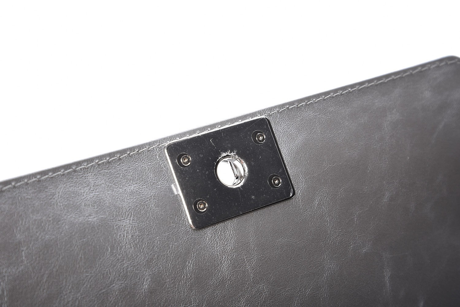 Chanel Metallic Calfskin Chevron Quilted Medium Boy Chained Flap Silver 8 of 10