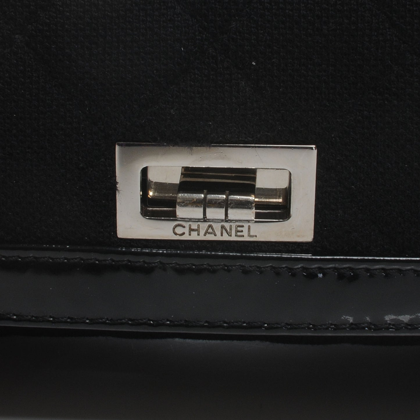 Jersey and Patent Mademoiselle East West Flap Black