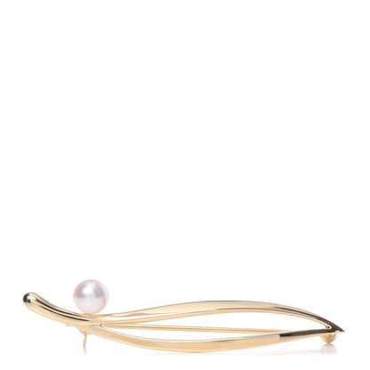 Mikimoto 18K Yellow Gold Akoya Pearl 6mm Brooch 1 of 5
