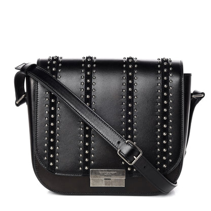 Saint Laurent Smooth Calfskin Suede Betty Stud Stripe Flap Messenger Black 1 of 9