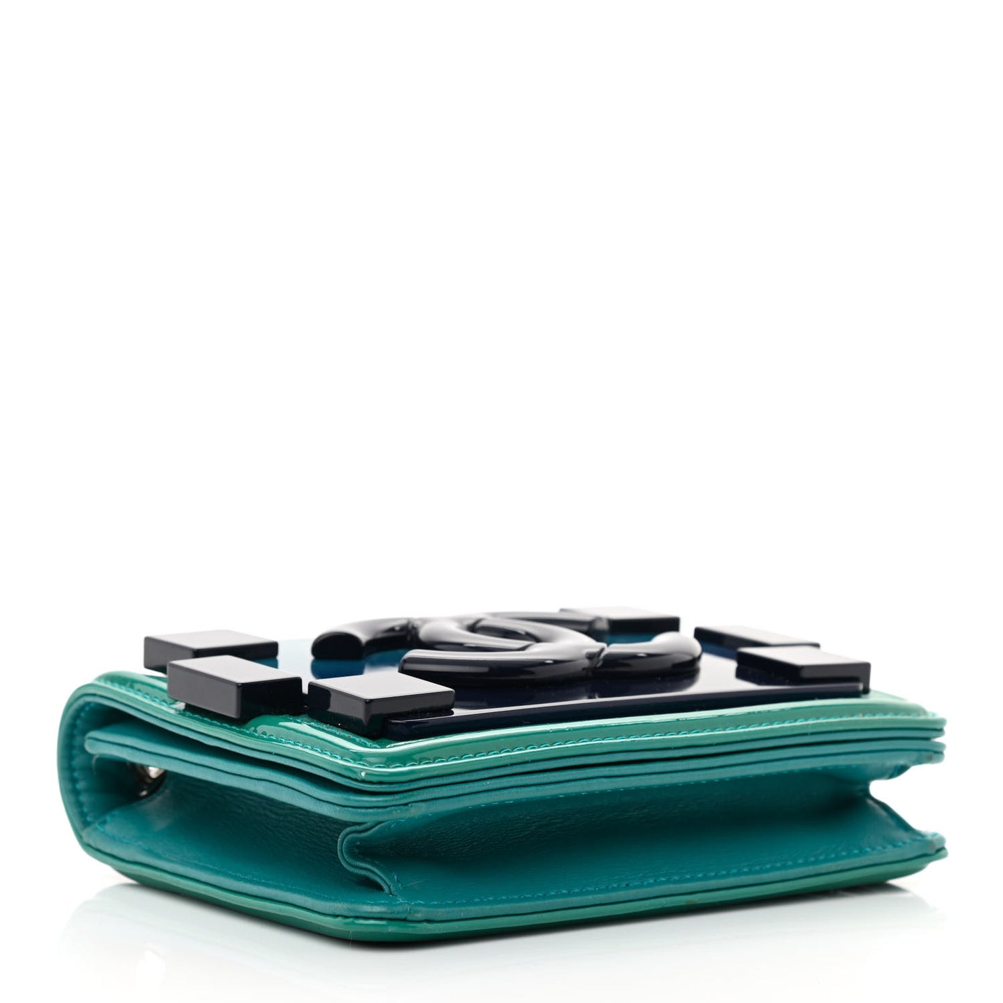 Plexiglass Patent Mini Boy Brick Flap Turquoise Navy