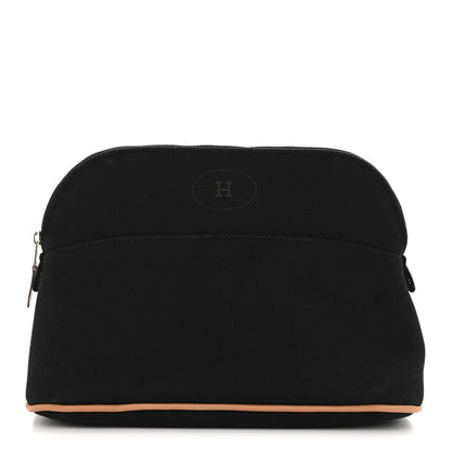 Hermes Cotton Canvas Bolide Travel Cosmetic Pouch MM Black 1 of 6