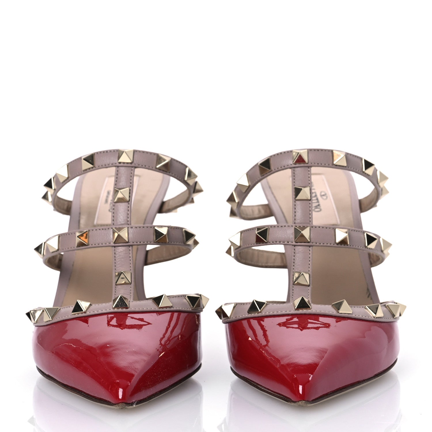 Valentino Garavani Patent Rockstud 90mm Cage Mules 39.5 Rosso Beige 3 of 14