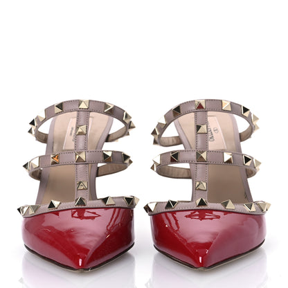 Valentino Garavani Patent Rockstud 90mm Cage Mules 39.5 Rosso Beige 3 of 14