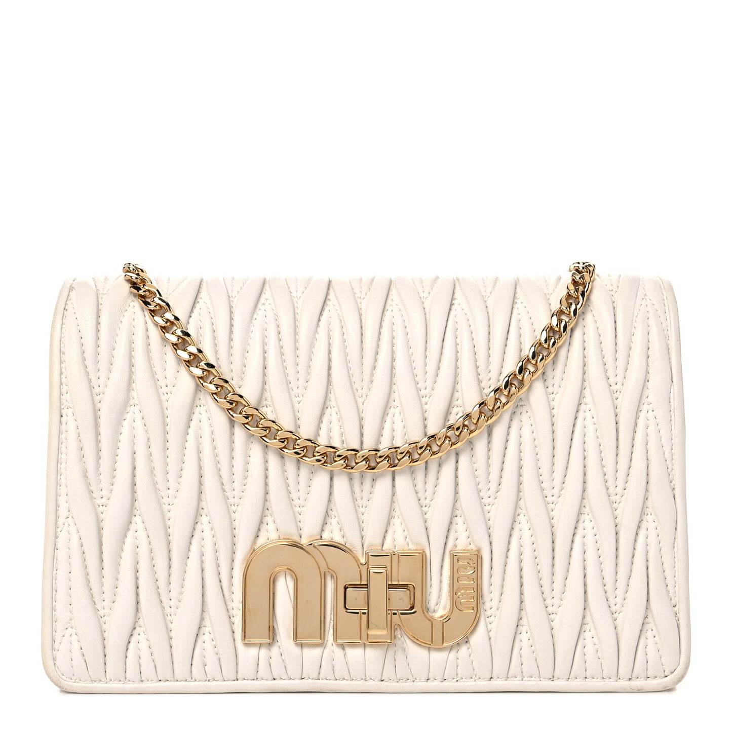 Nappa Matelasse Chain Crossbody White