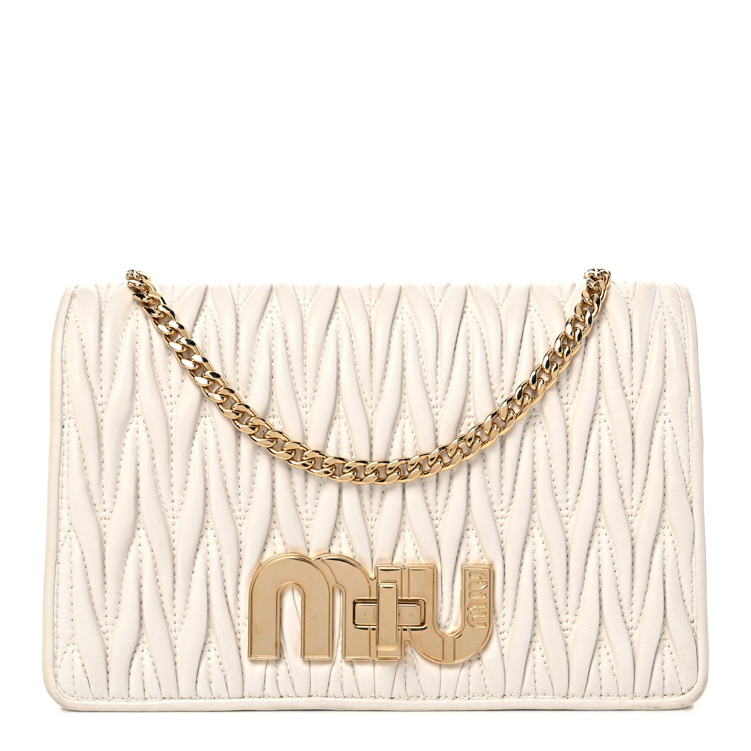 Miu Miu Nappa Matelasse Chain Crossbody White 1 of 11
