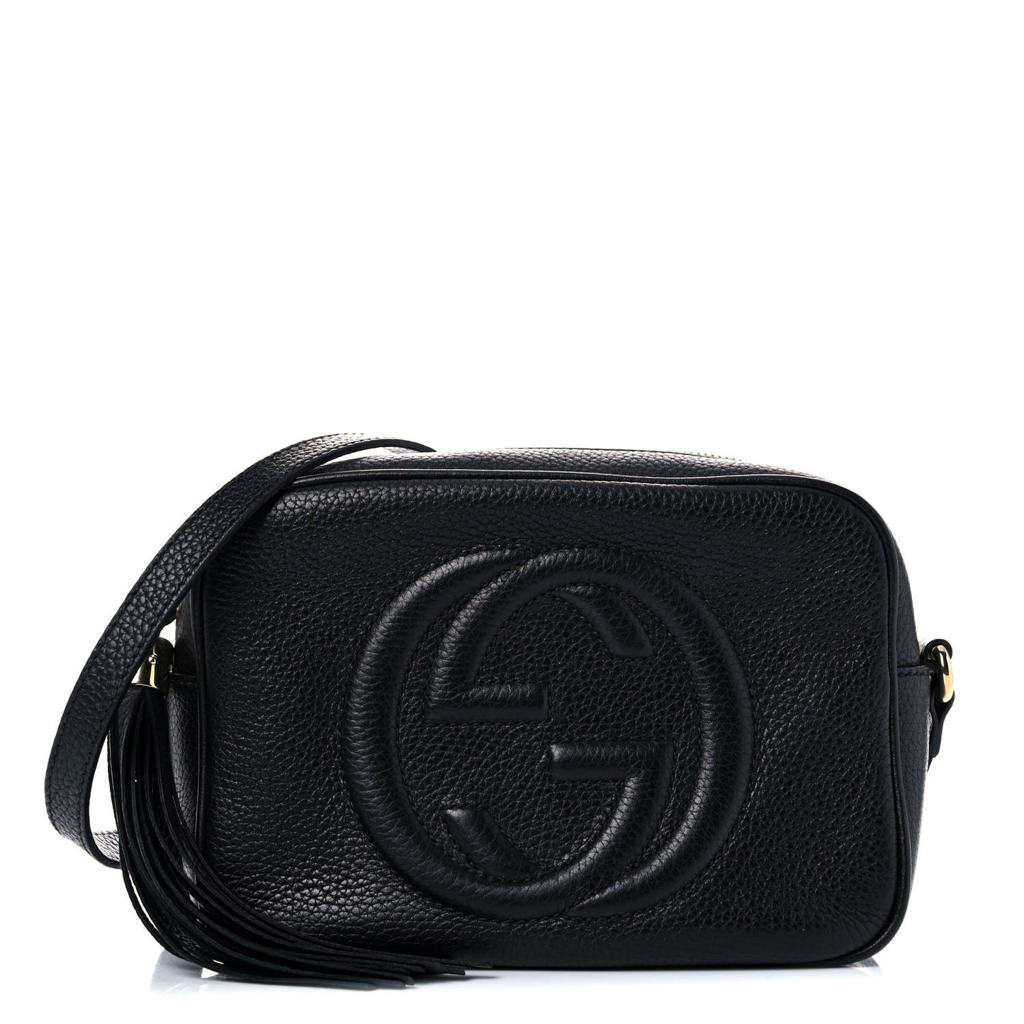 Pebbled Calfskin Small Soho Disco Bag Black