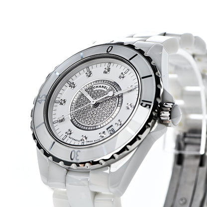 Chanel Stainless Steel Ceramic Diamond Dial 38mm J12 Automatic Watch White 7 of 8