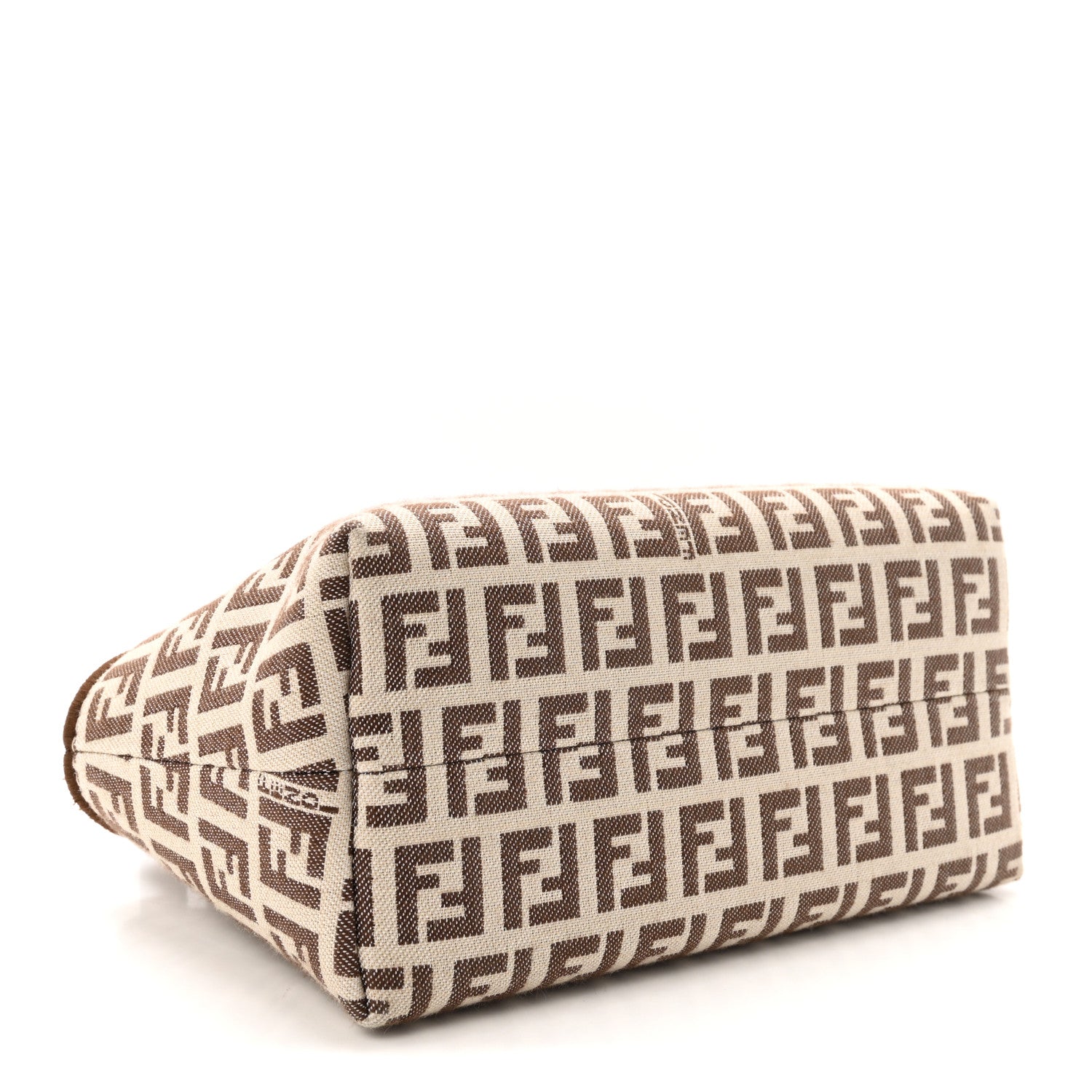 Fendi Vitello Grace Jacquard FF Mini By The Way Top Handle Boston Bag  Gianduia Panna 4 of 10