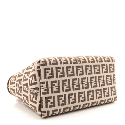 Fendi Vitello Grace Jacquard FF Mini By The Way Top Handle Boston Bag  Gianduia Panna 4 of 10