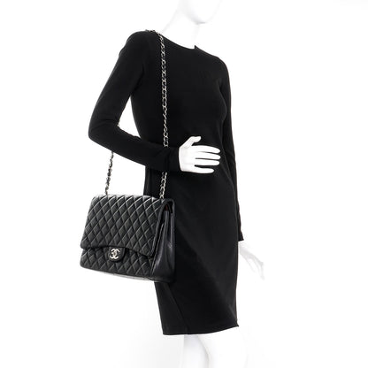 Chanel Lambskin Quilted Maxi Double Flap Black 2 of 12