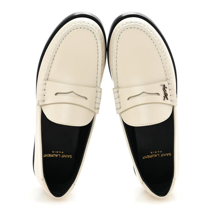 Saint Laurent Calfskin Penny Loafers 36.5 Pearl 2 of 10