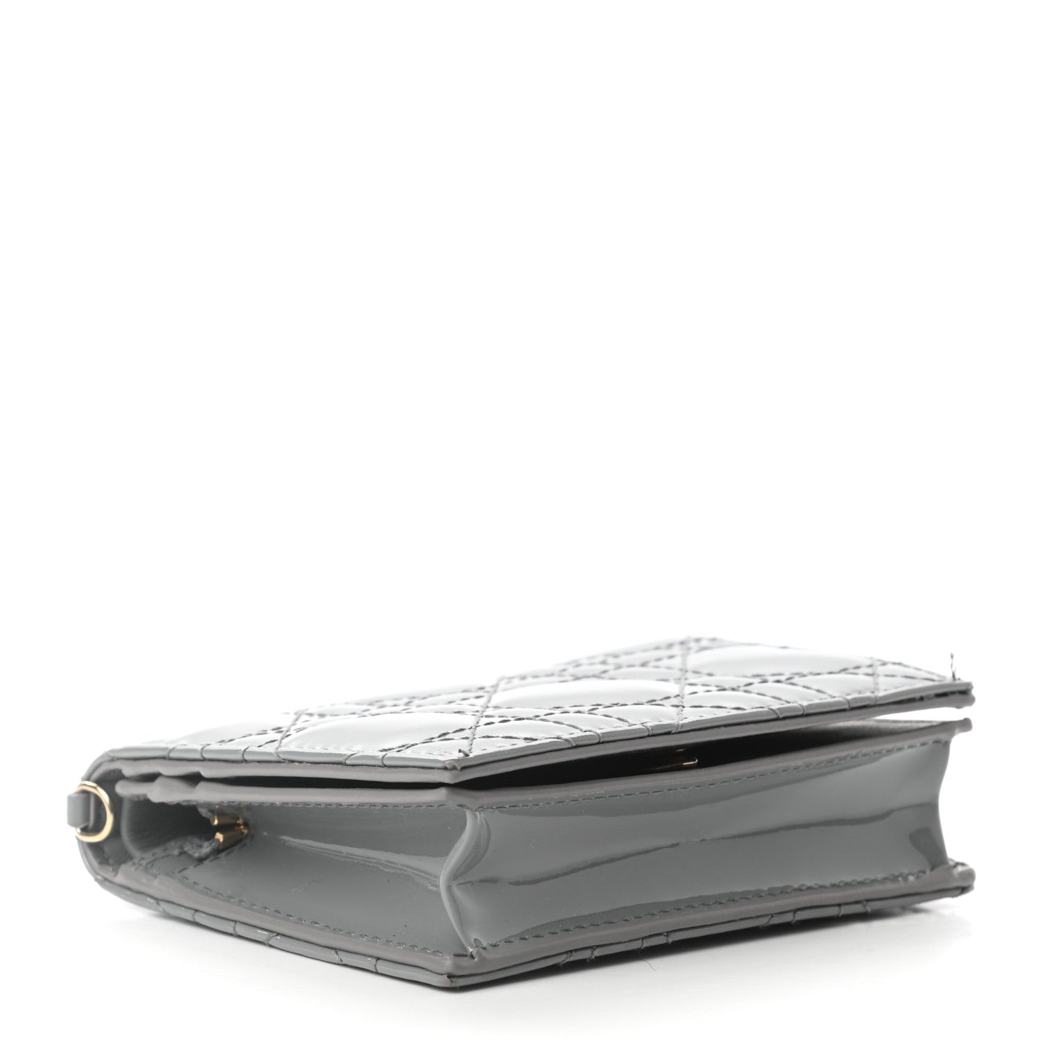 Christian Dior Patent Cannage Mini Lady Dior Wallet Gray Stone 4 of 7