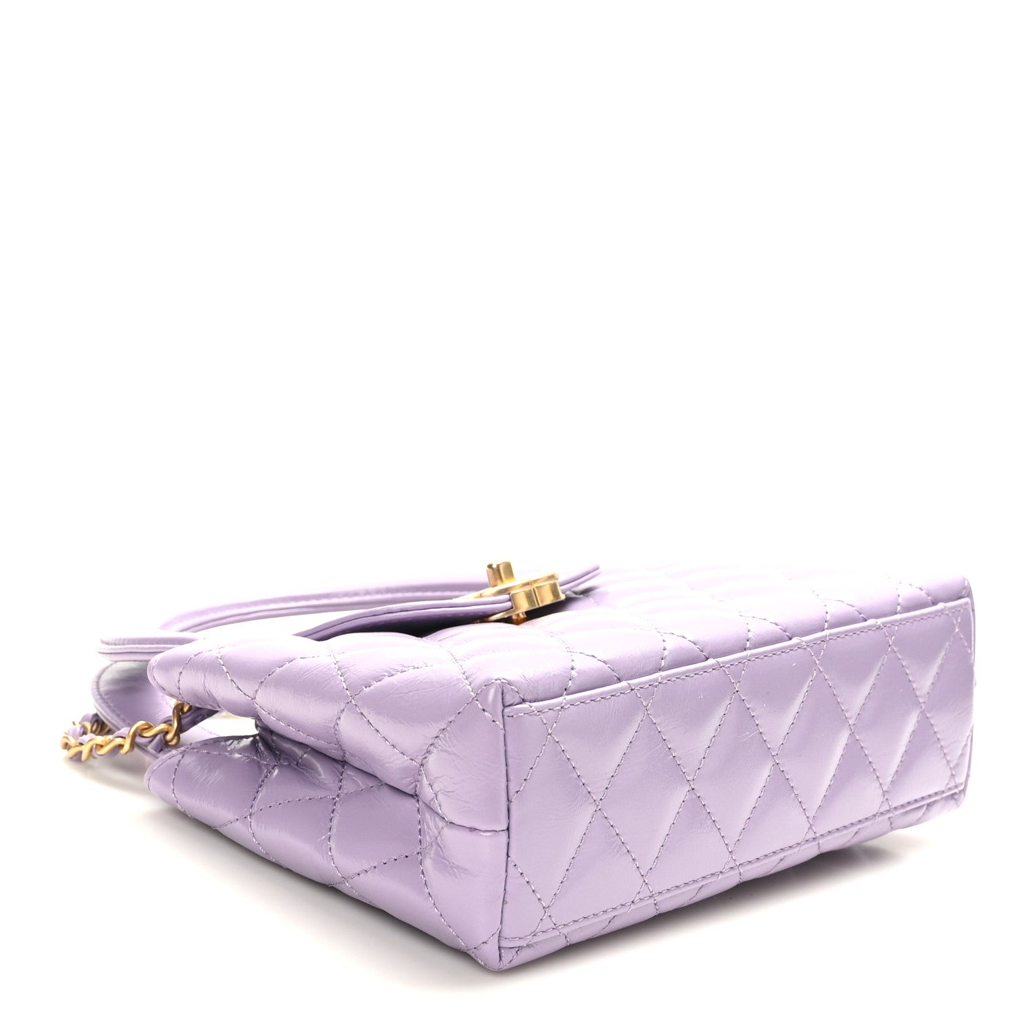 Chanel Shiny Aged Calfskin Quilted Nano Kelly Shopper Lilac 4 of 10
