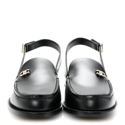 Chanel Calfskin Crystal CC Slingback Flats 39 Black 3 of 10
