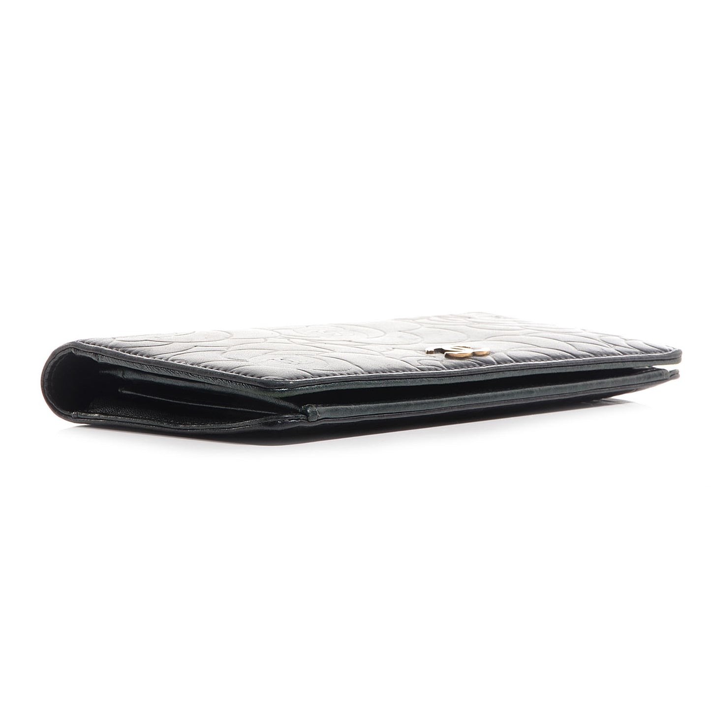 Lambskin Camellia Yen Wallet Black