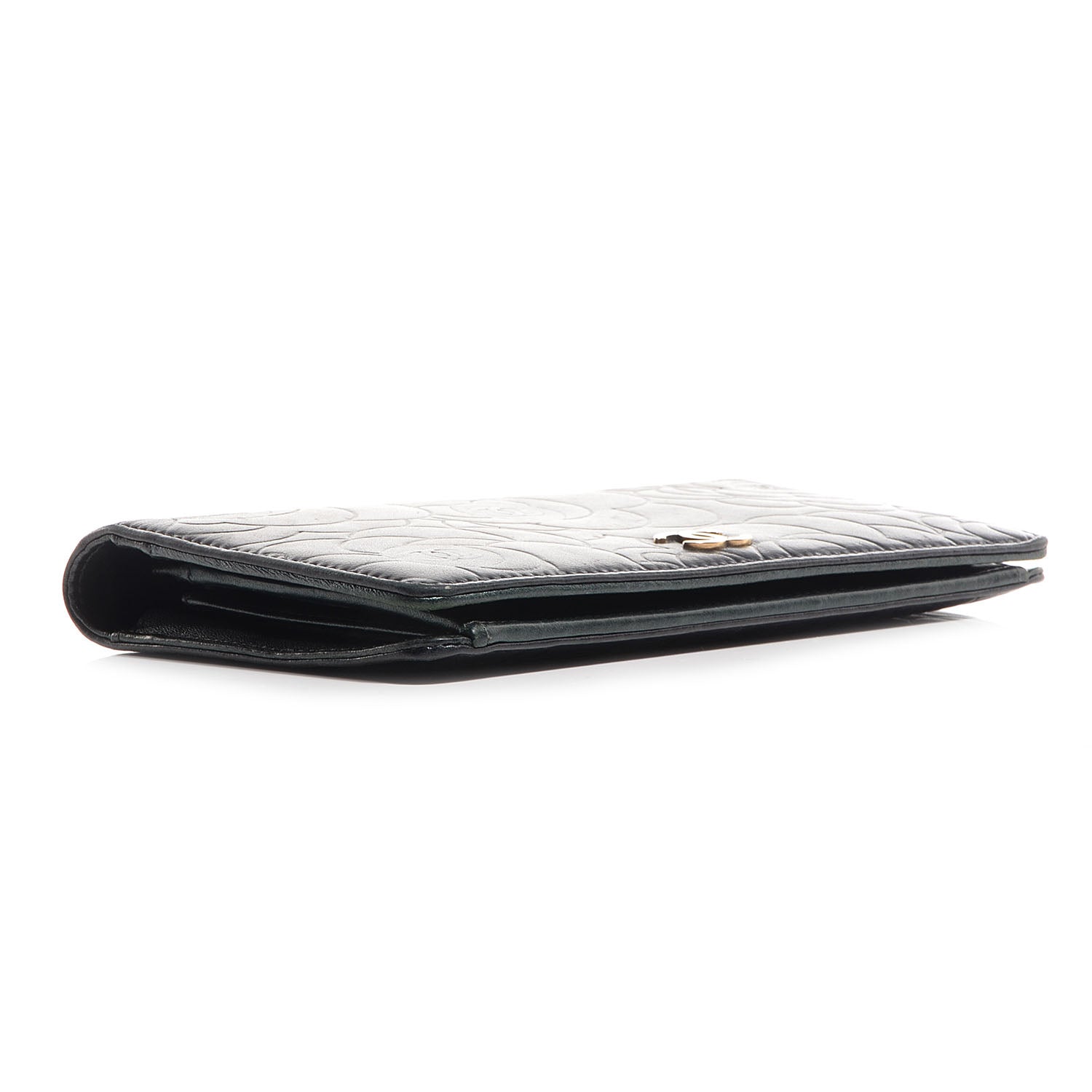 Chanel Lambskin Camellia Yen Wallet Black 4 of 8