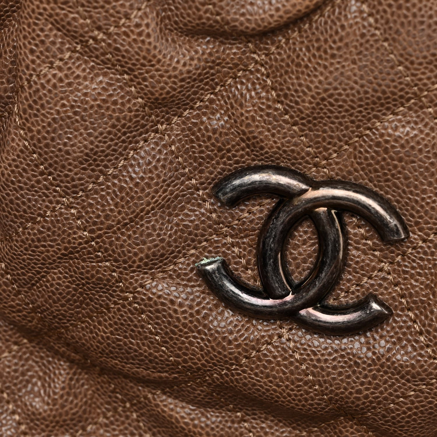 Chanel Distressed Glazed Caviar Quilted Large Elastic Tote Brown 10 of 11