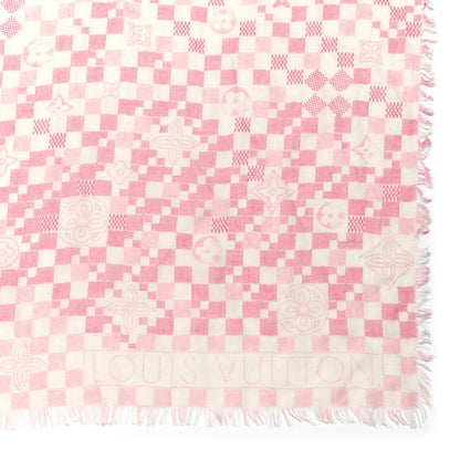 Louis Vuitton Cashmere Silk Damier Scarf Ivory Pink 2 of 4