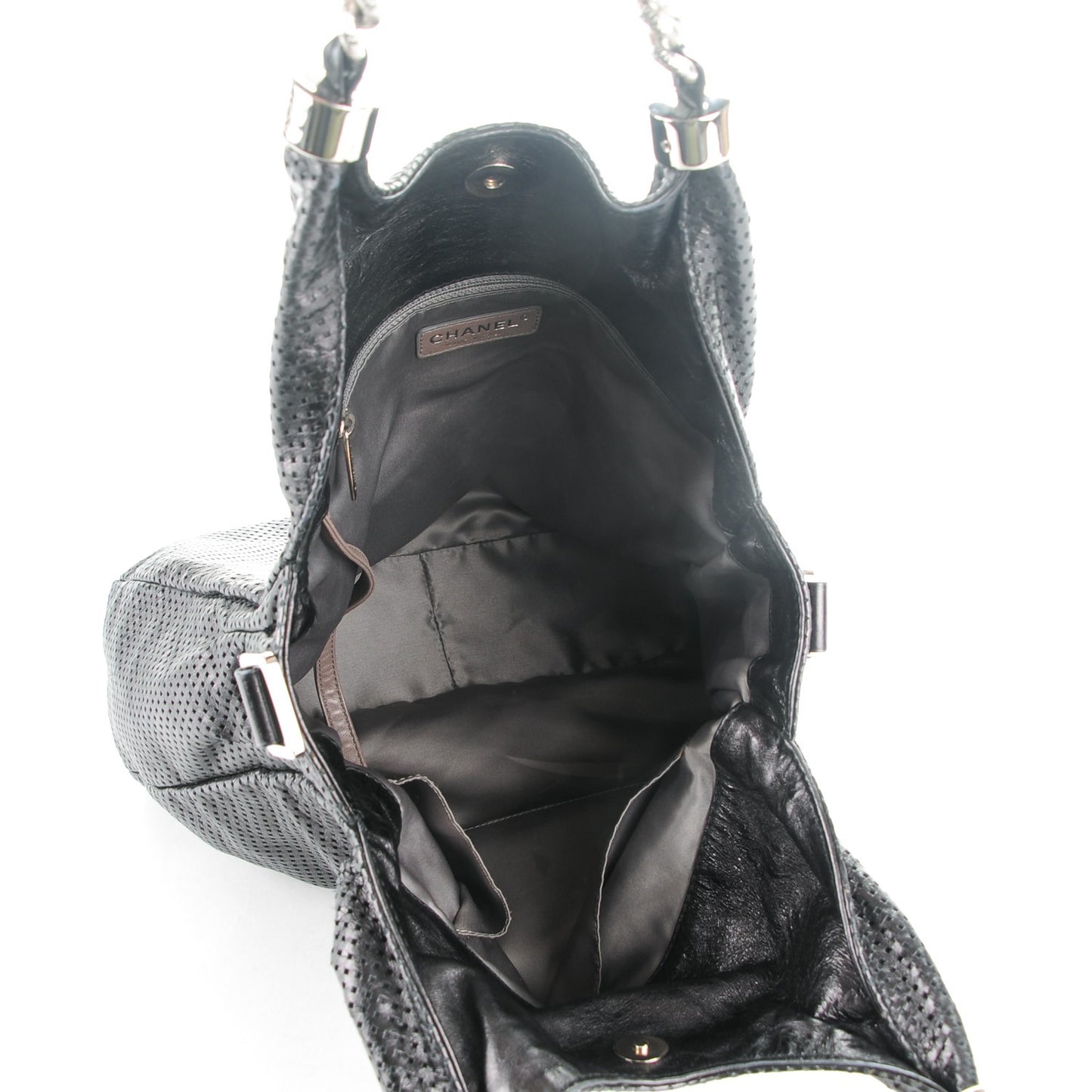 Glazed Calfskin Perforated Medium Rodeo Drive Tote Black