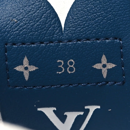 Louis Vuitton Calfskin Monogram Denim Womens Charlie Sneakers 38 White Blue 6 of 8
