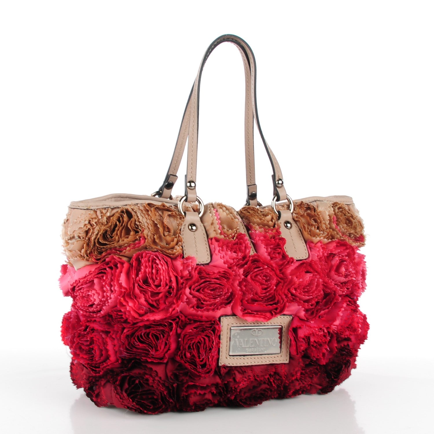 Valentino Garavani Silk Rosier Small Tote Pink Red 3 of 8