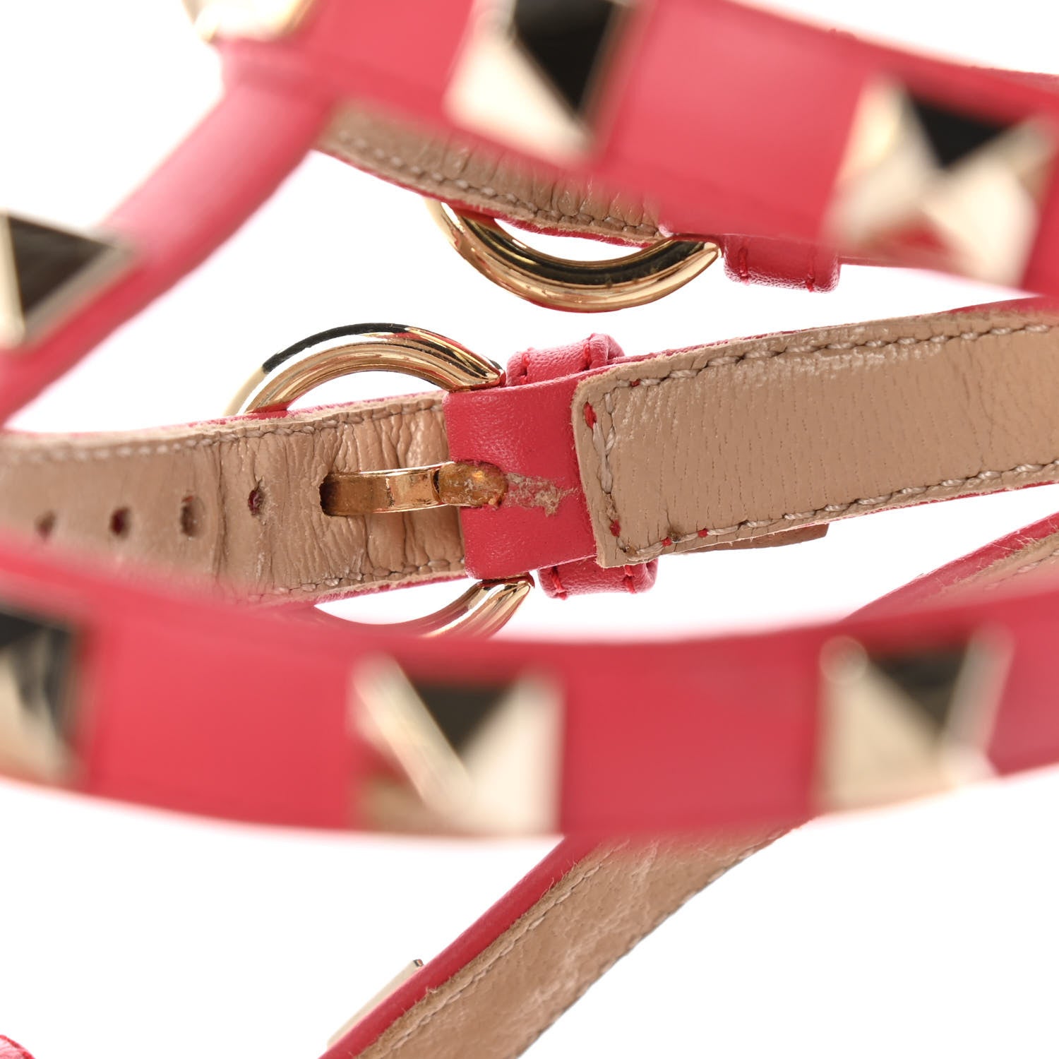 Valentino Garavani Calfskin Nappa Rockstud Ankle Wrap Flat Thong Sandals 37 Fragola 8 of 10