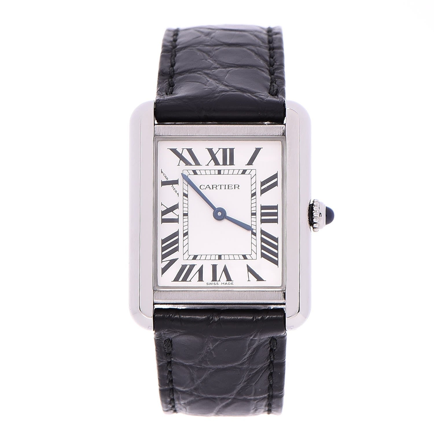 Cartier Stainless Steel Alligator 24mm Tank Solo Quartz Watch 1 of 17