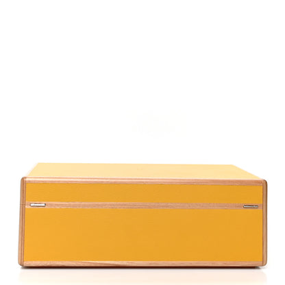 Hermes Elm Wood Evercolor Amalthee Watch Jewelry Box GM Jaune Ambre 3 of 9