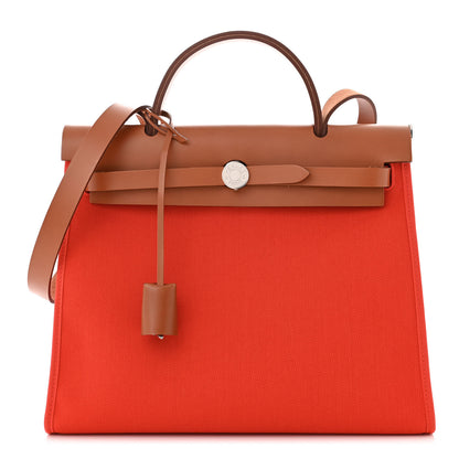 Hermes Vache Hunter Toile Herbag Zip 31 PM Capucine Fauve 1 of 12