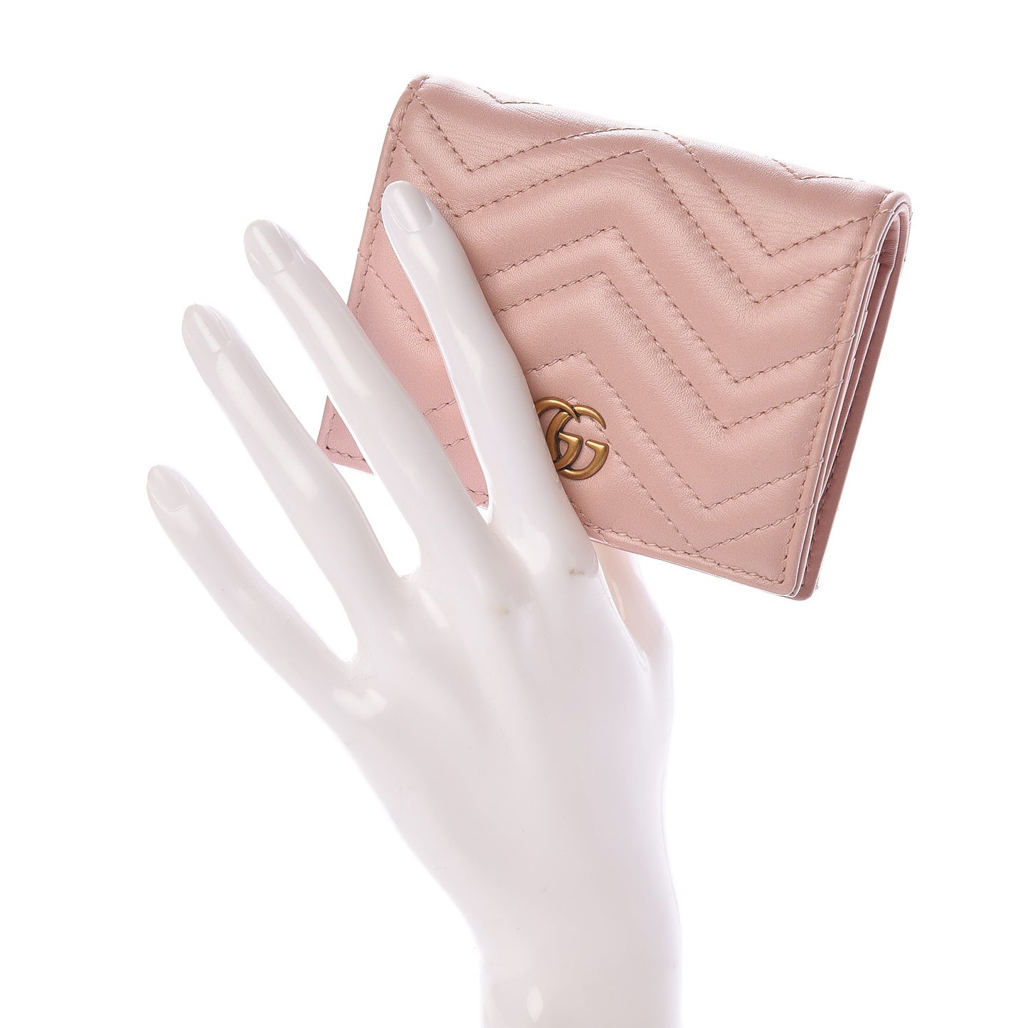 Calfskin Matelasse GG Marmont Card Case Perfect Pink