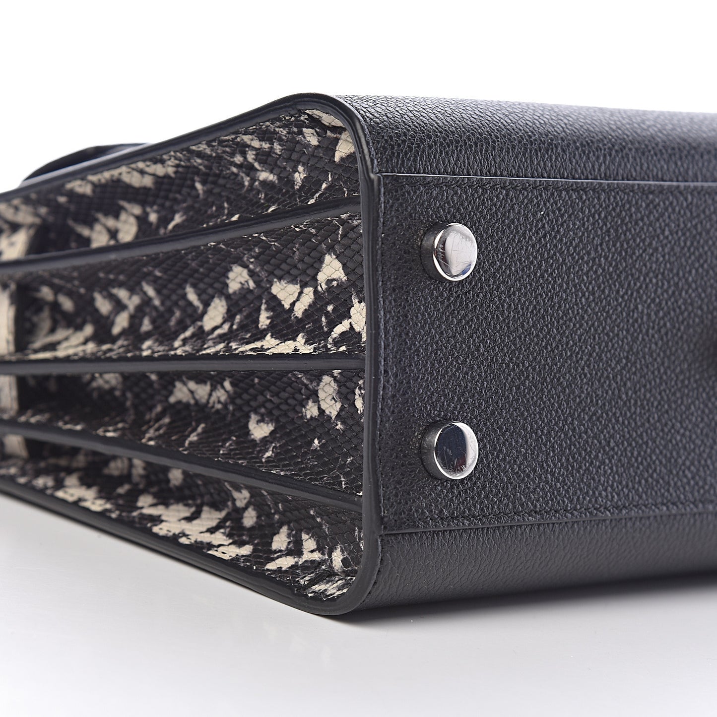 Grained Calfskin Python Embossed Nano Sac De Jour Black