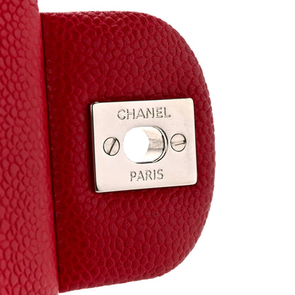 Chanel Caviar Quilted Clutch With Chain Flap Red 7 of 12